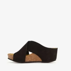 Hush Puppies Suede dames slippers sleehak zwart Clearance