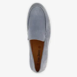 Van Beers Suede heren instappers lichtblauw Clearance