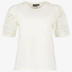 TwoDay T-shirt met broderie mouwen wit Outlet