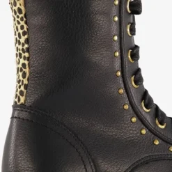 Blue Box Zwarte meisjes veterboots gouden studs Best